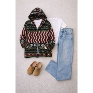 Abercrombie & Fitch Womens Cardigan Sweater S Open Front Knit Aztec